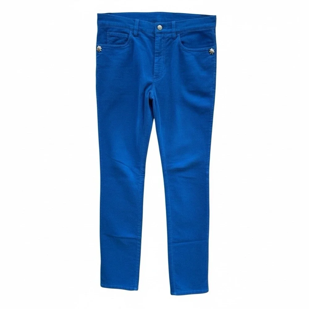 Versace Collection Blue Corduroy Slim Pants IT32 US32 Medusa Italy Luxury‎